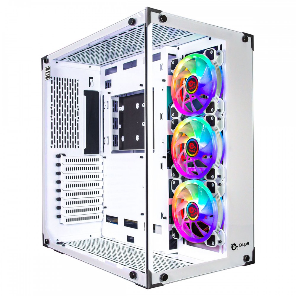 Talius - Caja ATX Daemon - 2xUSB2.0+2xUSB3.0 - 2x5,25 externa - 4x3.5  +2x2.5 interna - 2 ventiladores Tornado RGB incluidos - VGA hasta 43cm -  Panel de cristal templado - FA no incluida 109013